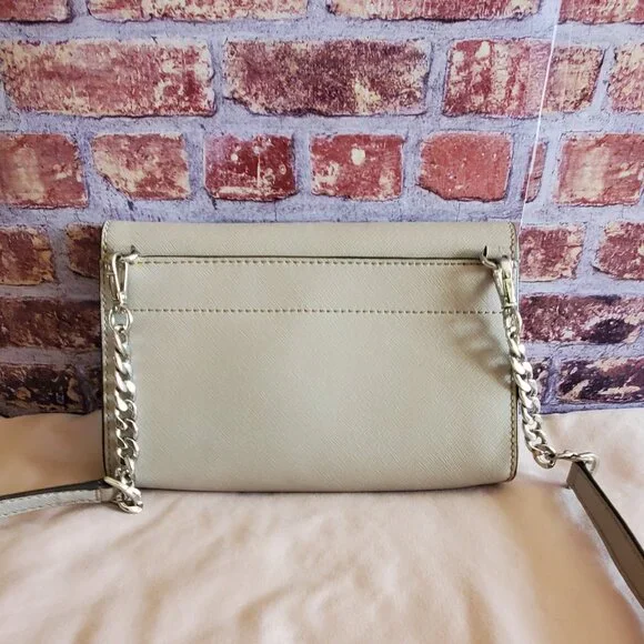 Michael Kors Jet Set Saffiano Leather 3in1 Crossbody Handbag Purse Light Grey - Picture 2 of 6